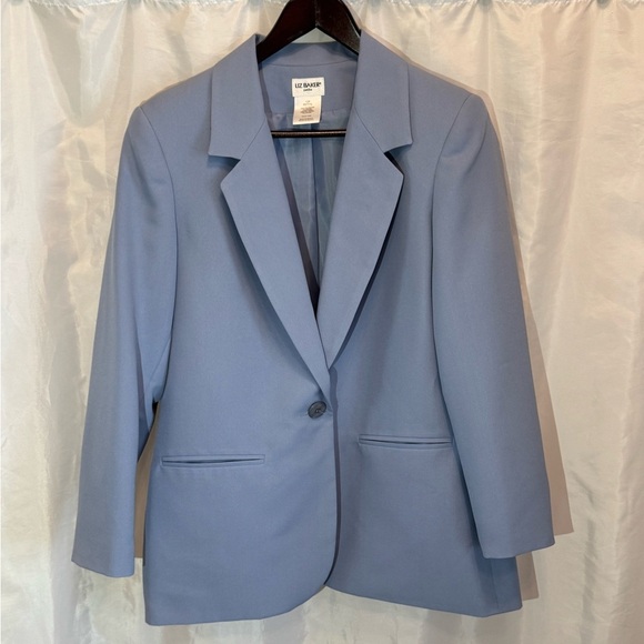 Liz Baker Petite Light Blue Skirt Suit Set – Size 12P & 14P - Picture 2 of 12